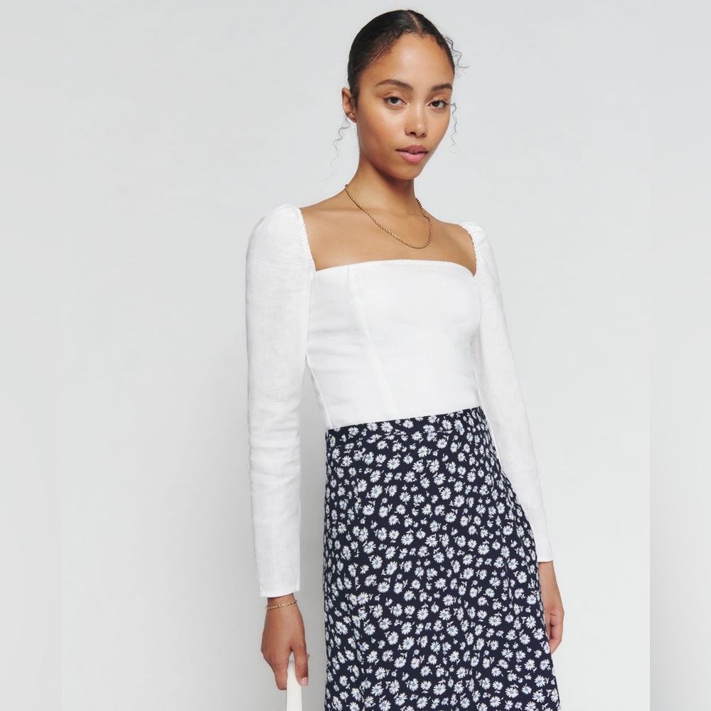 Reformation Khloe Linen Long Sleeve Top